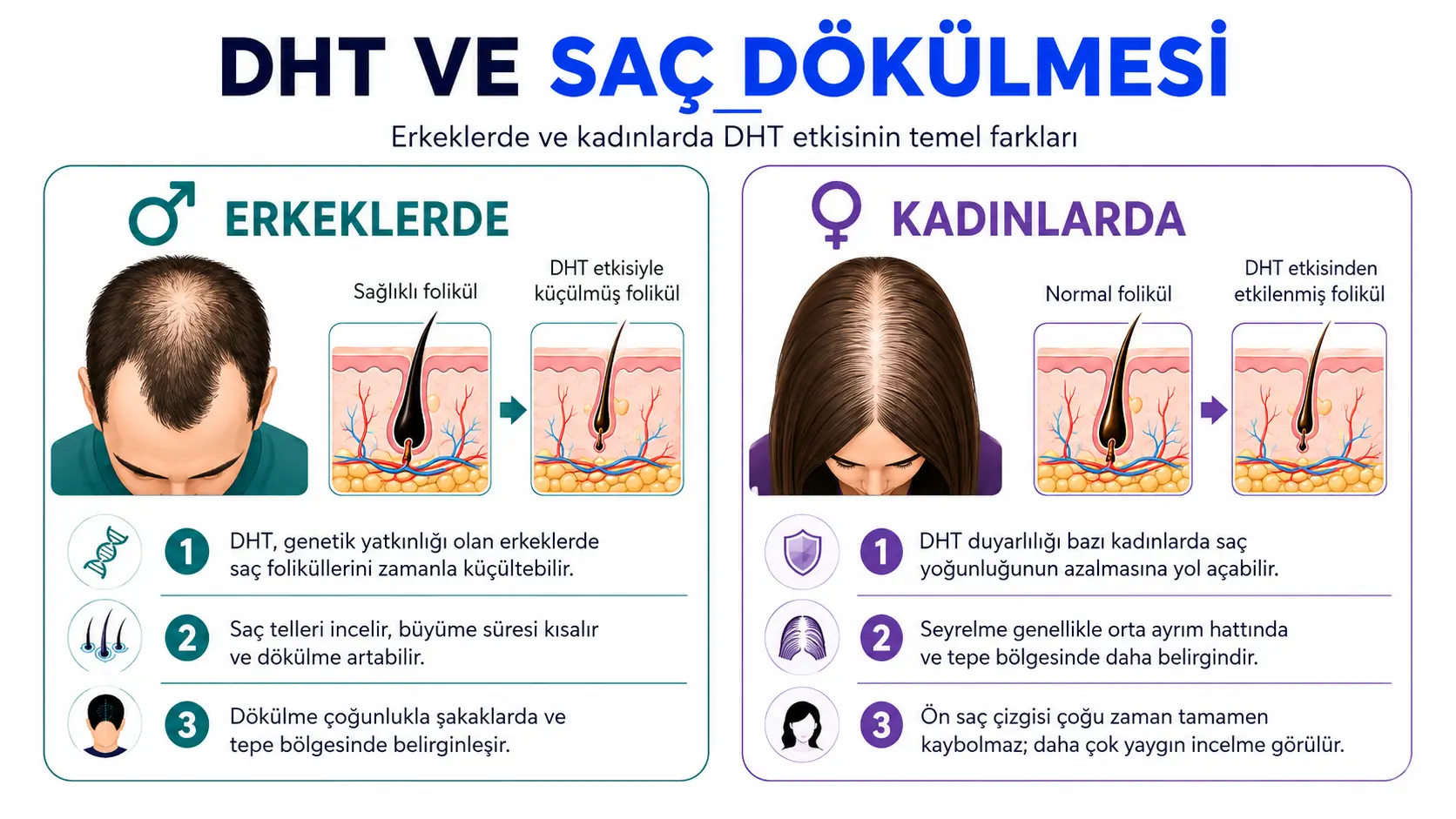 Erkek ve Kadınlarda Saç Dökülmesi
